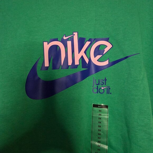 Nike Womens Green Crewneck Sweatshirt 3X Just Do It Logo Cotton Blend Made In Ca - Picture 4 of 7
